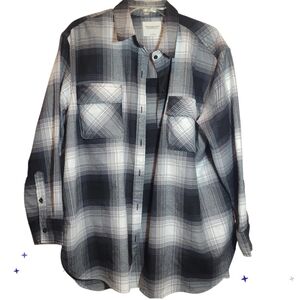 Abercrombie & Fitch flannel oversized women's LG soft a&f black plaid Cabincore
